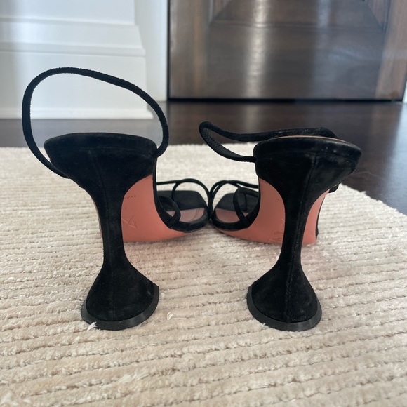 Amina Muaddi Naima Suede Sandals in Black - Picture 3 of 6